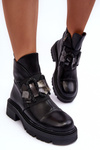 Women's Flat Heel and Platform Ankle Boots Black Linestta 