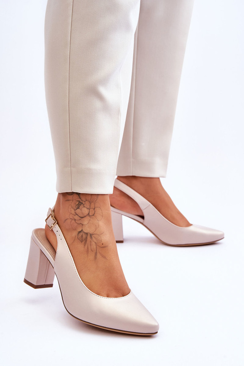 Comfortable Pumps On Heel Sergio Leone SK162 Pearly Beige