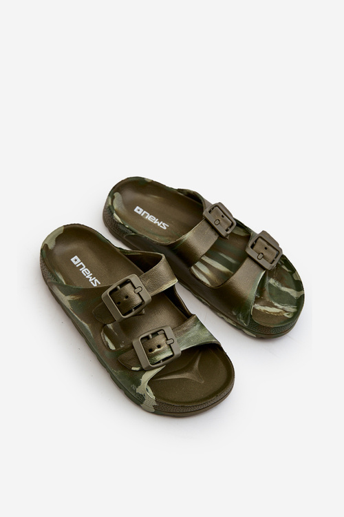 Light Boys' Foam Sandals with Buckles Dark Green Adirnaca