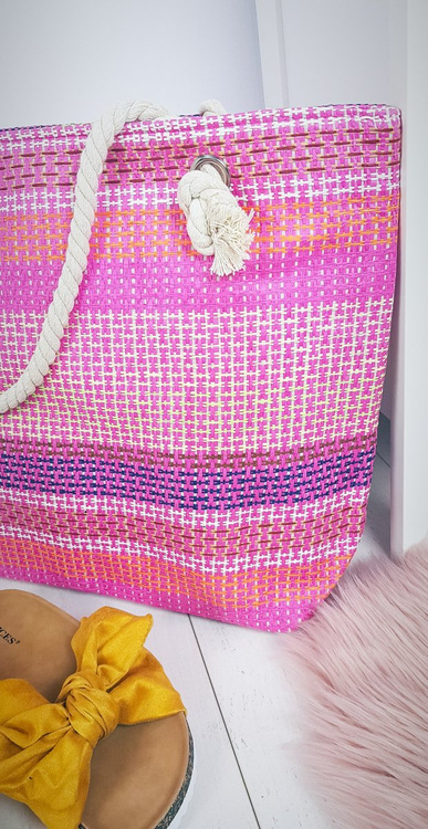 Large Beach Bag Sack with String Pink