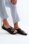 Flat Women's Sandals with Gold Ornament Vinceza 17319 Black