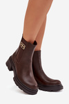 Women's ankle boots with gold detail insulated brown Serene