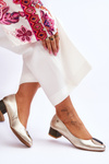 Leather Low Heel Pumps Maciejka 05960-25 Gold