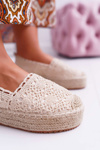 Women's Lace Espadrilles Beige Platform Desante