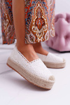 Women's Lace Espadrilles White Platform Desante