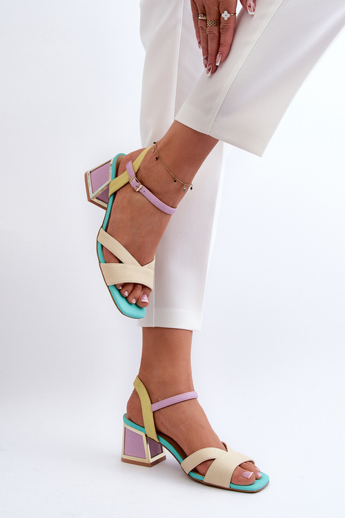 Sandały Pastelowe Damskie Beżowe Na Obcasie D&A CR482