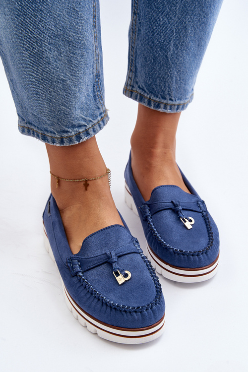 Women's Platform Moccasins Blue Railav