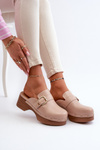 Women's Beige Slippers Clogs with Buckle Seprilla