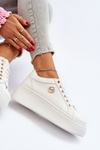 White Women's Low Platform Sneakers Telirra