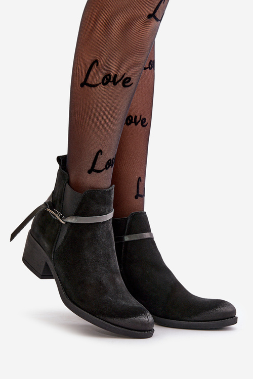 Zazoo 2326 Suede Women's Slip-On Boots Black