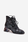 Patent Leather Women's Ankle Boots Made of Genuine Leather with Crystals Artiker 57C0132 Gray