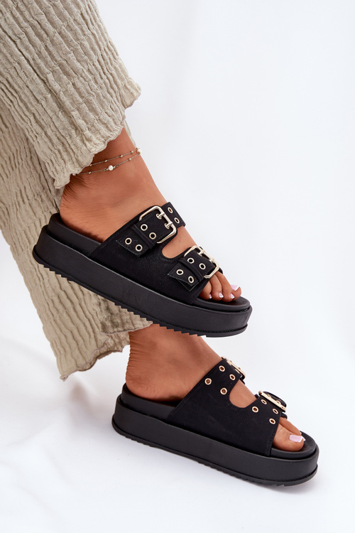 Women's Sandals With Buckles On Platform Black Nilatha
