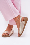 Women's leather wedge sandals Maciejka L7069 Gold