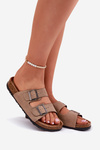 Women's Sandals With Buckles On Cork Platform Beige Galurena