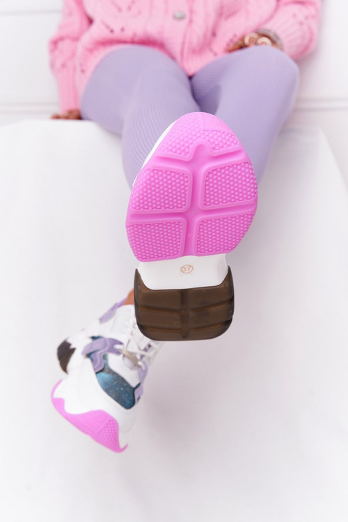 Sportowe Buty Na Dużej Podeszwie GOE HH2N4038 Biało-Fioletowe