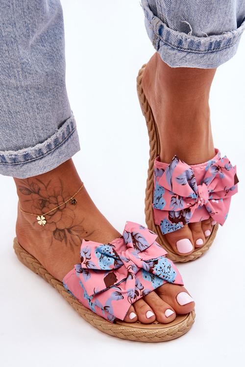 Women's Slippers With A Fabric Bow Pink Blossom