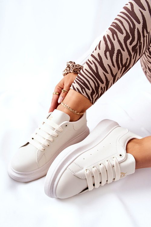 Leather Sneakers On A Platform Beige Lemmy