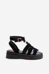 Women's Black Gladiator Sandals Made of Faux Suede Dorameia