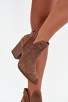 Women s openwork ankle boots on heel S.Barski HY51-060 Brown