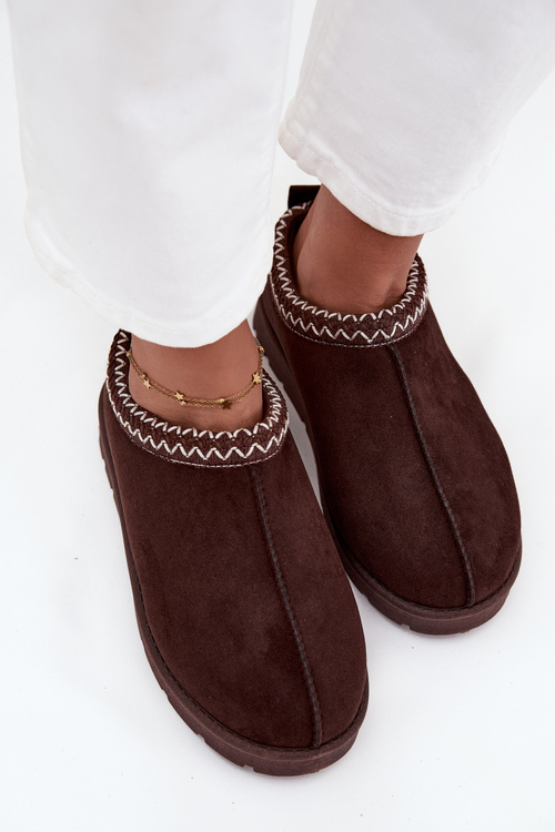 Low Women's Snow Boots With Embroidery Chocolate Juvielle