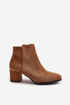 Eco Suede Ankle Boots With Heel Zipper Closure Camel Sairis