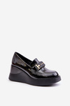 Lacquered Wedge Moccasins Black Vinceza 58337