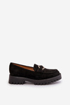 Women's eco suede moccasins with shiny detail black Avellina