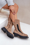 Fleece-Lined Flat Heel Boots Beige Palimra 