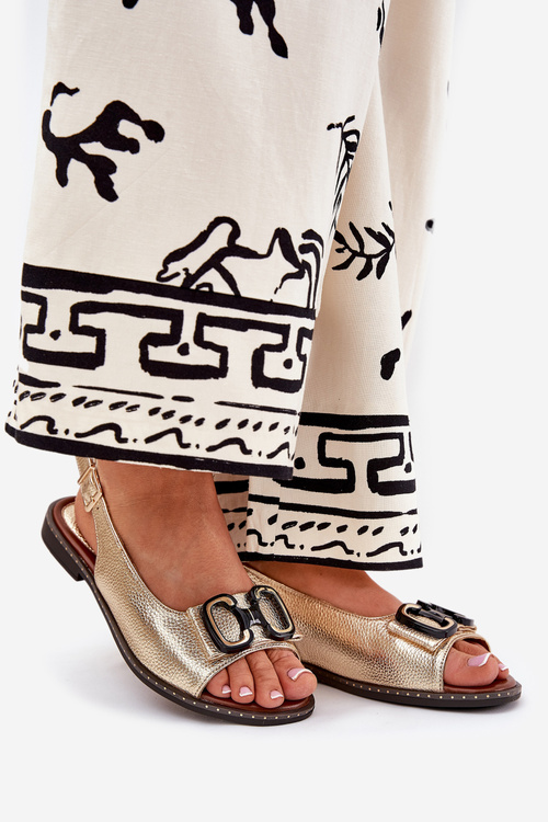 Flat Sandals With Decoration Eco Leather Gold Lilria