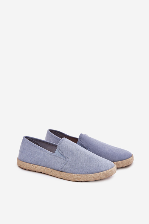 Męskie Espadryle Tenisówki Plecionka Eko Zamsz Niebieskie Lunaria