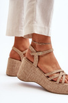 Beige Platform Sandals and Wedges Oporia