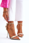 Elegant Sandals On A High Heel With Ornaments Golden Zaria