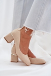 Eco Suede Heels On A Heel Beige Veniffia