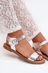 Womens Flat Heel Eco Leather Silver Sandals Kivara