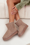 Women's Snow Boots Made of Natural Suede on Platform Beige Privine