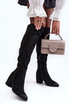 Women's Suede Over-the-Knee Boots Black Favana