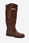 Women's boots with decorative strap eco leather chocolate Palisse