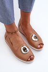 Women's Court Shoes with Eco Leather Decoration Dark Beige Biolita