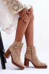 Suede Heeled Boots Beige Makeline