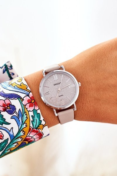 Watch On A Leather Strap Nickel Free ERNEST Grey