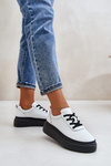 Damskie Buty Sportowe Platforma Skóra Naturalna 41470 Vinceza Białe
