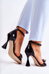 Lacquered Sandals On High Heels With Crystals Black Destiney