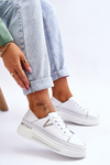 Women's Leather Platform Sports Shoes White Saul