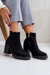 Eco Suede Ankle Boots On Heel Black Cediona