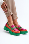 Zazoo 3476 Women's Green Leather Moccasins