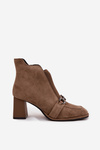 Women's ankle boots made of genuine suede with heel Artiker 57C0221 beige