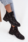 Ankle boots made of genuine suede with low heel D&A CR52-713 Black-brown