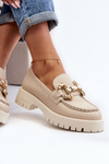 Women's Leather Moccasins with Decoration CheBello 4369 Beige