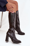 Women's heeled boots made of eco leather lined burgundy Lyvella 