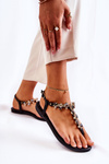 Comfortable Women's Sandals Flip-Flops With Ornaments Black Briven